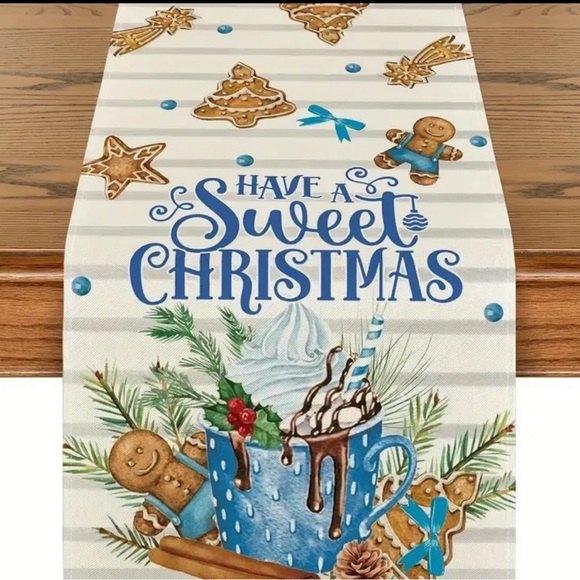 New Sweet Christmas Coco  Gingerbread Man Xmas Table Runner Mantel Scarf  13x72 - Picture 6 of 6